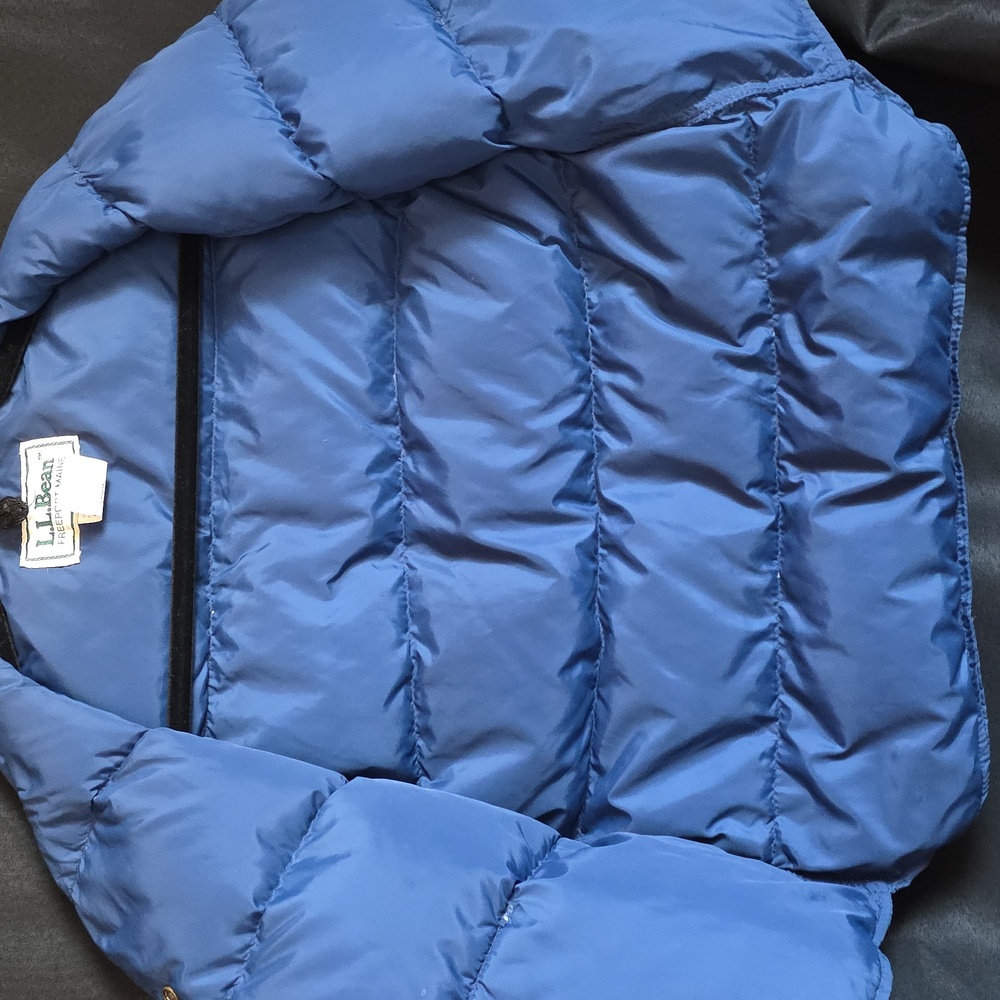 VTG L.L.Bean Puffer Vest Goose Down Blue Snap Ladies Small - Picture 6 of 9